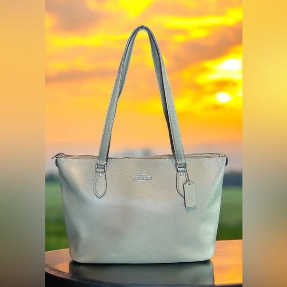 Coach Metallic Silver Tote - Picture 1 of 7